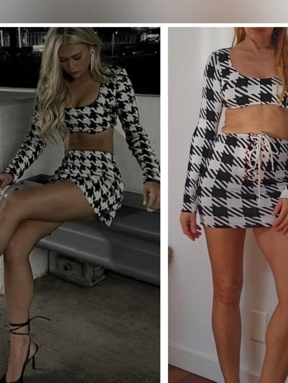 SOLID & STRIPED 2 Piece: Black & White Houndstooth Print Gingham S